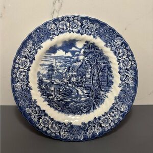 Blue Floral Porcelain Dinner Plate